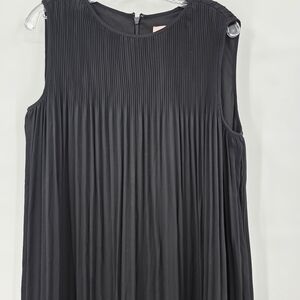 Black Label By Chicos Pleated Chic Black Midi Dress Size 16